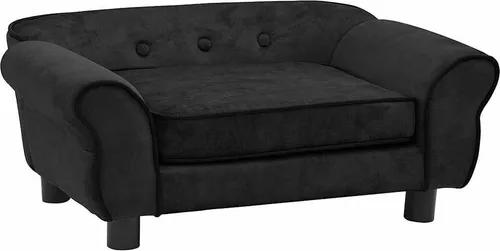 vidaXL Hundesofa Schwarz - Bequemes Plüschbett für kleine Hunde - Hundebetten: Stilvolles Hundesofa mit rutschfesten Holzbeinen und waschbarem Kissenbezug für ultimativen Komfort und einfache Reinigung.