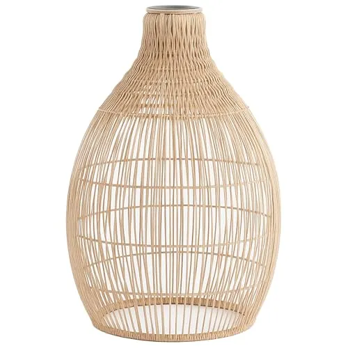 Boho-Lampenschirm aus geflochtenem Polyrattan, Höhe 42 cm in beige von Lumisky