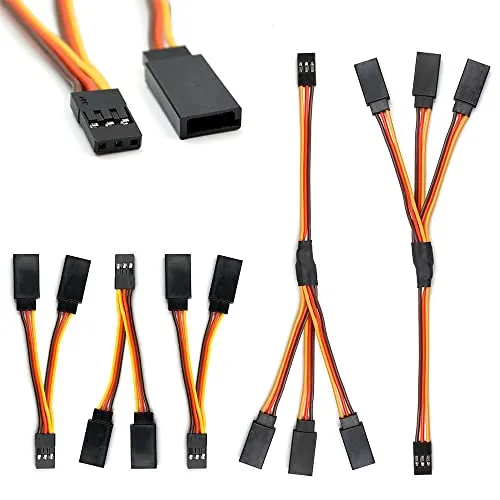 Servo Y Harness Splitter Kabel 3 Pin Connector Wire Male to Female 4 Way Verlängerungskabel kompatibel mit JR Futaba RC Car Flugzeugen (3PCS 1 to 2 and 2PCS 1 to 3)