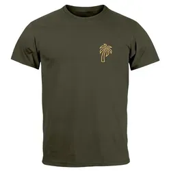 Neverless Print-Shirt Herren T-Shirt Palme Logo Print Sommer Badge Emblem Minimal Line Art mit Print grün XXL