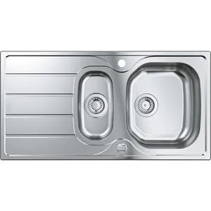 GROHE K200 Edelstahl-Einbauspüle 96,5 x 50 cm - Reversible Küchenspüle mit 1,5 Becken und Abtropffläche, ideal für Unterschränke ab 60 cm, inklusive Exzenterbedienung und Montageset.