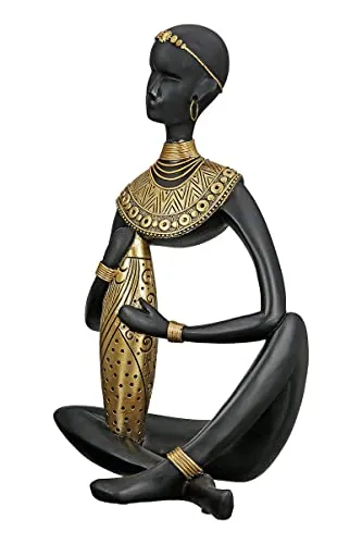 GILDE Deko Figur Amari - Afrikanische Skulptur in Schwarz-Gold, 32,5 cm - Sammlerfiguren: Die elegante Dekofigur 