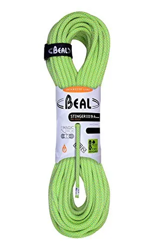 Beal Stinger III Dry Cover 9,4mm 80m Kletterseil - Grün - Hochwertiges Kletterseil mit Dry Cover Beschichtung, ideal für anspruchsvolle Kletterer und optimale Wetterbeständigkeit.