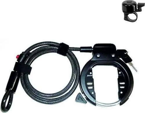 Starry Fahrrad Rahmenschloss Ringschloss Pletscherplatte mit Kabel inkl. Fahrradklingel
