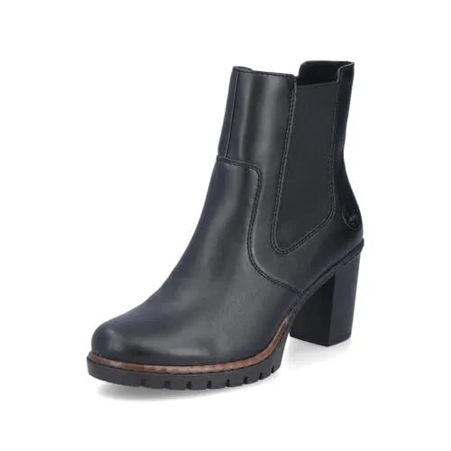 Rieker Stiefelette schwarz 37 EU - Wanderschuhe in Größe 37, elegante schwarze Stiefelette mit 7.4 cm Absatzhöhe, ideal für stilvolle Outdoor-Aktivitäten und Komfort den ganzen Tag.