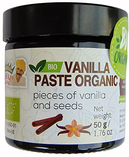 Vanilleschotenpaste BIO – Bourbon Vanille Paste 50g – Gourmet BIO Vanille für Köche & Desserts – Intensives Vanille Aroma ohne Konservierungsstoffe für köche, hausmannskost, backen im Glas
