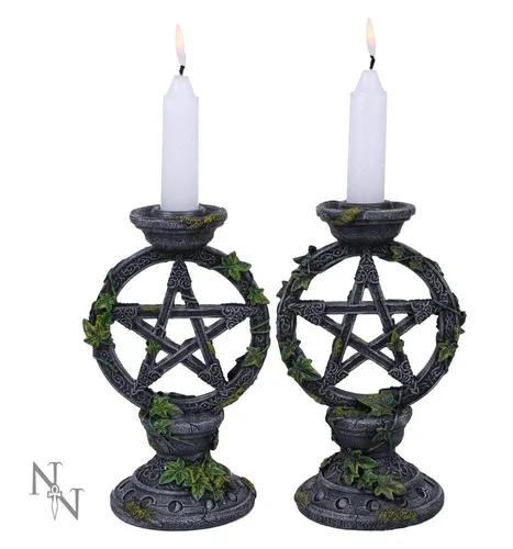 Gadget - Nemesis Now: Wiccan Pentagram Candlesticks 15Cm (Set Of 2) Nemesis Now