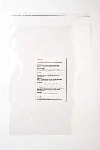 Produktbild Tüten für Textilien 460 x 610 mm + Klappe mit Selbstklebeverschluß. Warnhinweise wg. Erstickungsgefahr und Entlüftungslochung. Hochtransparent für Laden und Versandhandel 100