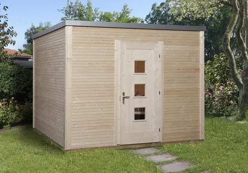 weka Designhaus wekaLine 413 Gr.2, natur, 45 mm, E - Stilvolles Gartenhaus - Gartenhaus von Weka, 45 mm Wandstärke für hohe Stabilität und Langlebigkeit, ideal für Gartenliebhaber.