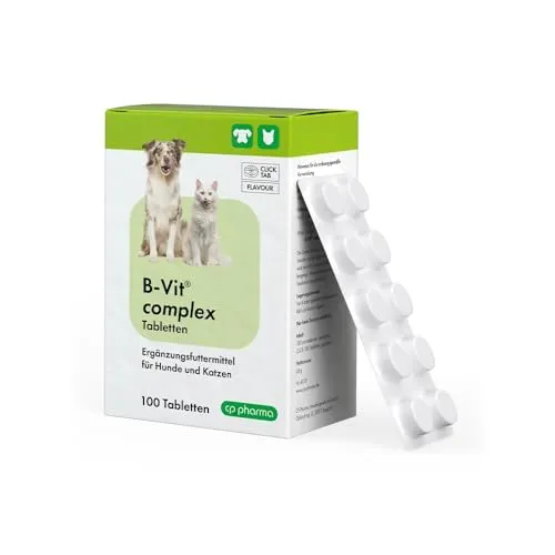 cp-pharma B-VIT Complex Tabletten | 100 Tabletten - Vitamine für Hunde - Unterstützt den B-Vitamin-Haushalt und fördert Vitalität und Energie bei Hunden und Katzen