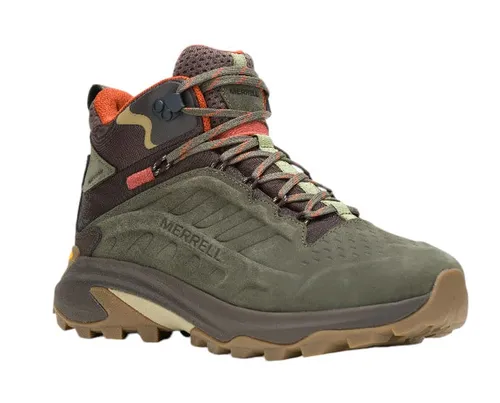 Merrell Moab Speed 2 Leather MID WP - Wasserdichte Wanderschuhe für Herren - Wanderschuhe aus hochwertigem Nubukleder, ideal für Herbstwanderungen mit wasserdichter Membran und recycelten Schnürsenkeln.