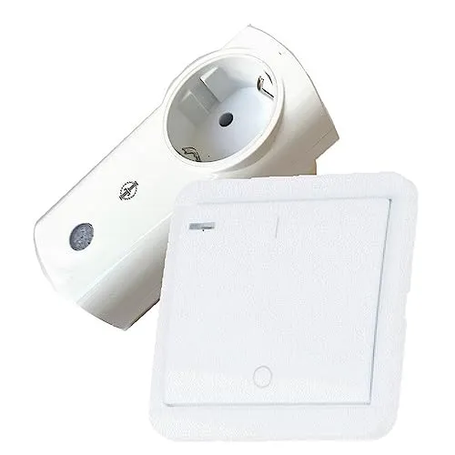 Intertechno Funkstecker IT-K2300 mit Wandsender DWS-10T - Funk-Wandsender Set: Schalten Sie Lampen und Geräte bis 2300 Watt kabellos mit Timer-Funktion. Inklusive sicherem Funkstecker mit 2-poliger Abschaltung und kinderleichtem Anlernen von bis zu 8 Sendern.