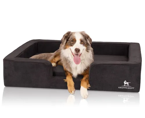 Knuffelwuff Tierbett Hundebett Bellamy, Orthopädisch für Komfort - Tierbetten mit 12 cm orthopädischer Liegefläche, abziehbare Bezüge und ein höhenverstellter Rand für leichten Zugang. Perfekt für den entspannten Schlaf deines Hundes.