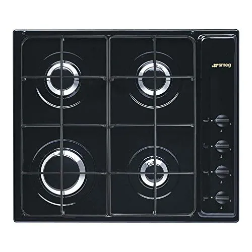 Smeg S64SN Einbau-Gaskochfeld, 60 cm, 4 Brenner in Schwarz von Smeg