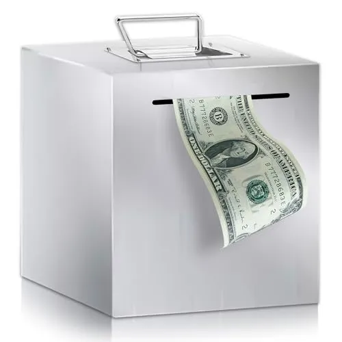 Edelstahl-Spardose Safe mit Griff in silber von GBKDQQ