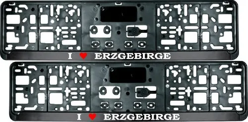 Kennzeichenhalter - Satz (2 Stück)! - mit Spruch I (Love) ERZGEBIRGE - Nummernschildhalter - Fun