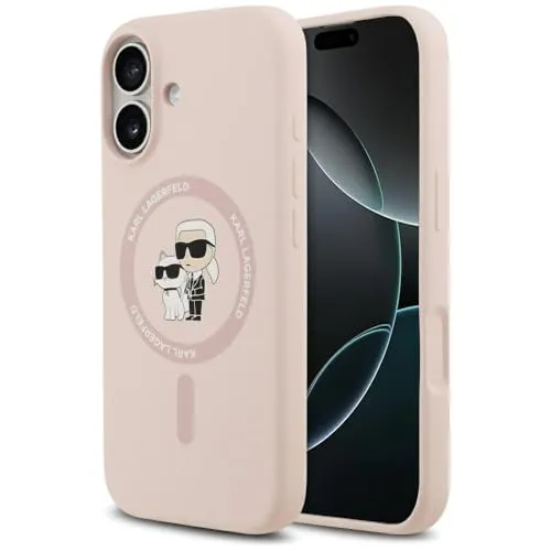 Karl Lagerfeld iPhone 17 Silicone Case mit Karl&Choupette Ring - Stylische Silikonhülle für Apple iPhone 17 in Pink, mit praktischem MagSafe-Ring und hochwertigem TPU-Material für optimalen Schutz.