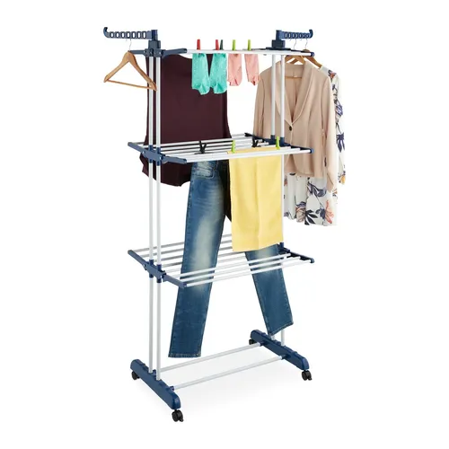 Wäscheständer Wäscheturm rollbar – Praktischer Standtrockner - Wäscheständer, faltbar und beidseitig verwendbar, ideal für platzsparendes Trocknen. Mit einer Breite von 126 cm und einer Höhe von 179 cm, perfekt für den Einsatz zu Hause.