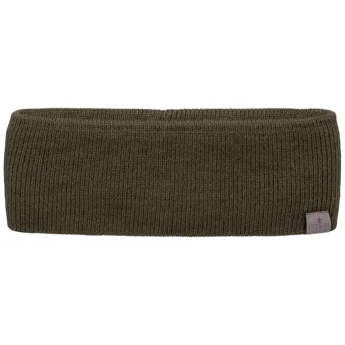 LIERYS Mono Stirnband Damen/Herren 8 cm breit - Made in Germany - dreilagiges Strickband gefüttert mit Baumwolle - Rippstrick Ohrenwärmer 54-60 cm - Ohrenschutz Herbst/Winter oliv One Size