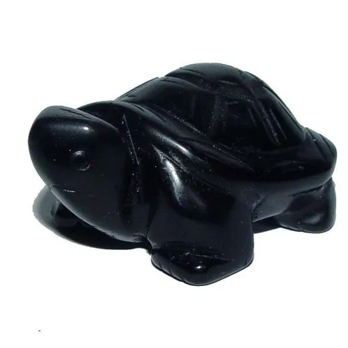 Obsidian schwarz Schildkröte ca. 28 x 19 x 12 mm aus echtem Edelstein