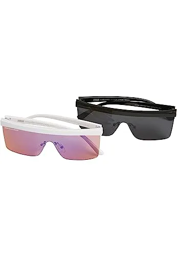Urban Classics Unisex Sonnenbrille Rhodos 2-Pack - Sonnenbrillen für Mädchen, stylisches 2-Pack in Black/White, idealer Sonnenschutz und trendiges Accessoire für jeden Anlass.