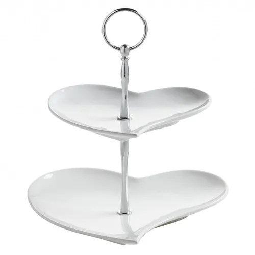 Maxwell & Williams Tortenständer Amore 2-Stufig, Porzellan Weiß - Etagere aus hochwertigem Porzellan, ideal für festliche Anlässe und um Ihre Leckereien stilvoll zu präsentieren.