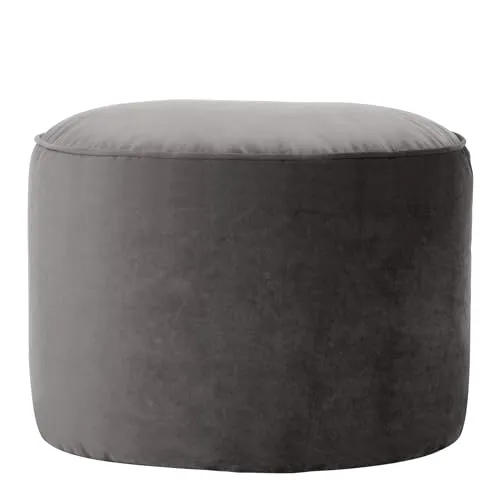 Icon Milano Hocker Dunkelgrau - Stilvolle Hocker aus flauschigem Samtstoff, ideal als Fußhocker oder zusätzliche Sitzgelegenheit, perfekt für gemütliche Wohnräume.