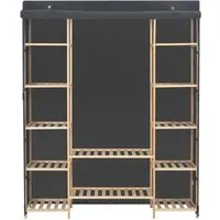 vidaXL Kleiderschrank Grau 135x40x170 cm - Kleiderschrank mit robuster Holzstruktur und Stoffbezug, schützt Ihre Kleidung vor Staub und bietet eine stilvolle Aufbewahrungslösung für Schlafzimmer oder Wohnzimmer.