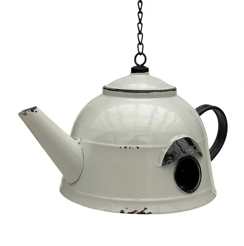 DanDiBo Vogelhaus Teekessel aus Metall in weiß von DanDiBo