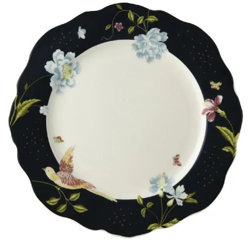 LAURA ASHLEY Speiseteller Teller Heritage Midnight Uni Festoniert (24,5cm)
