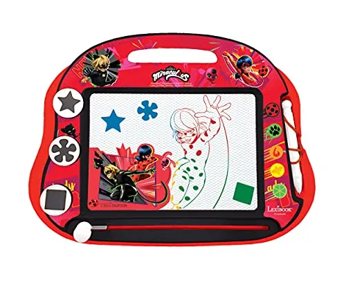 Lexibook, Miraculous Ladybug Cat Noir, Magische magnetische Helfer auf Vier Pfoten Zeichentafel, Magnettafel für Kinder, künstlerisches kreatives Spielzeug, Stift und Magnete, Schwarz/Rot, CRMI550