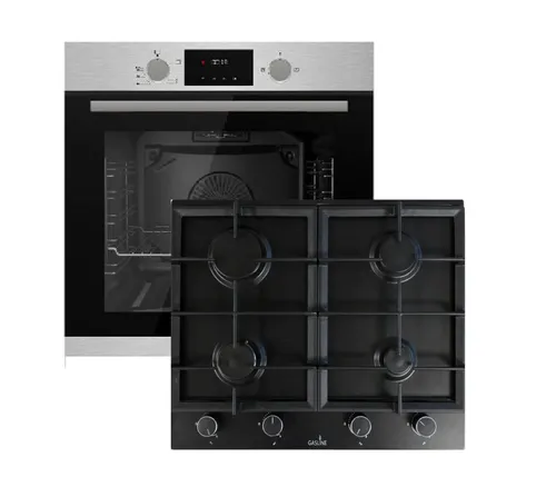 Gasline Einbauherdset GB850-FIX mit 4-flammigem Gaskochfeld und Backofen