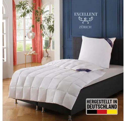Excellent Daunenbettdecke Zürich - Bettdecke 240x220 cm aus 100% Daunen und 100% Baumwolle, ideal für Allergiker (NOMITE), pflegeleicht bei 60°C und Made in Germany.