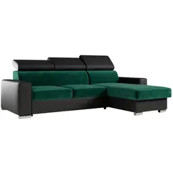 MKS Ecksofa, Dunkelgrün, Schwarz, Textil, 3-Sitzer, L-Form,L-Form, 242x168 cm, Oeko-Tex®, Wohnzimmer, Sofas & Couches, Wohnlandschaften, Ecksofas