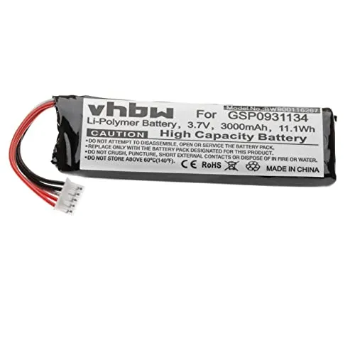 vhbw Akku Ersatz für JBL GSP0931134, GSP872693, P763098 03 für Lautsprecher Boxen Speaker (3000mAh, 3,7V, Li-Polymer)