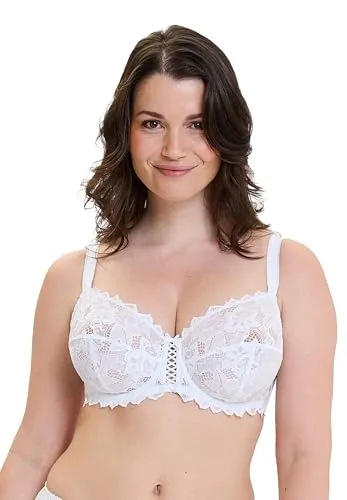 Sans Complexe Damen Arum BH mit Kosticemi, Weiß, 90E EU - Funktionsunterwäsche mit floralem Spitzen-Design, bietet Halt und Komfort für jeden Tag, ideal für ein verführerisches Dekollete.