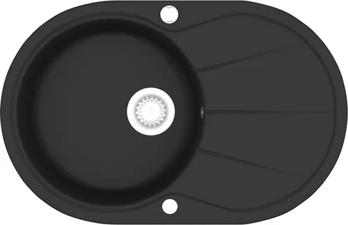 vidaXL Granit Küchenspüle Oval Schwarz - Reversible Eleganz - Sanitäranlagen & Zubehör: Hochwertige Granitspüle mit schlagfestem, hitze- und kratzbeständigem Material. Vollständig reversibel und einfach zu reinigen - ideal für jede moderne Küche.