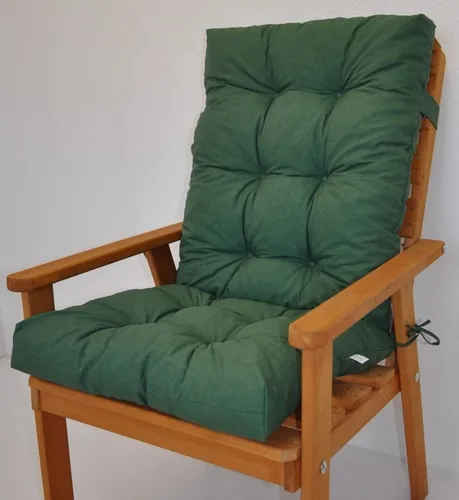 Rattani Hochlehnerauflage Sylva 115 x 50cm - Dunkelgrün - Gartenstuhlauflagen: Hochlehnerauflage aus 80% Baumwolle, 20% Polyester, angenehm weich und robust. Erstklassige Qualität mit 10-fach abgesteppt und dickem Füllmaterial für höchsten Sitzkomfort.