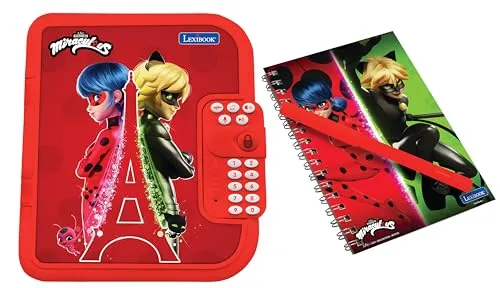Lexibook, Miraculous Ladybug Schwarze Katze: Elektronisches Tagebuch mit Stift und Notizbuch inklusive, interaktiv, passwortgeschützt, Spaßfunktionen, Soundeffekte, Rot, SD50MI