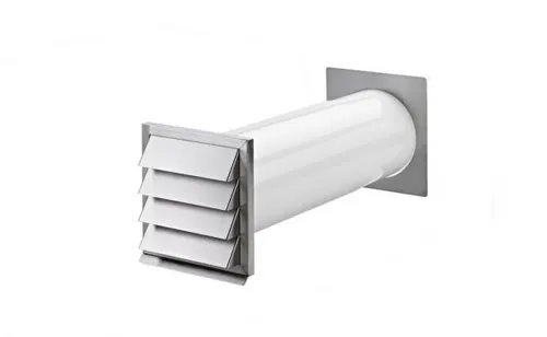 Naber COMPAIR flow 150 E-Klima Zuluft-Mauerkasten - Dunstabzugshauben-Zubehör mit Edelstahl-Designaußenjalousie und optimalen Strömungswerten für effiziente Luftzirkulation, ideal für anspruchsvolle Einbausituationen.