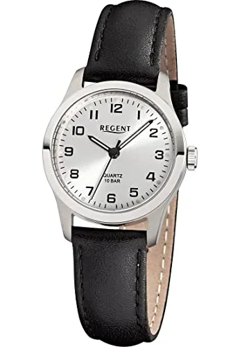 Regent Damen Analog Quarz Uhr 12090287 - Elegante Damen Armbanduhr mit 10 bar Wasserdichtigkeit, ideal zum Schnorcheln oder Schwimmen. Ausgestattet mit einem stilvollen Titangehäuse und Quarz-Uhrwerk.