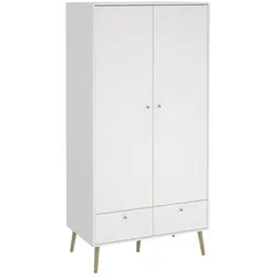 Livetastic Drehtürenschrank, Weiß, Holz, Eiche