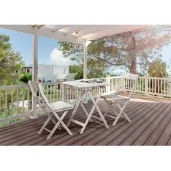 Möbilia 3-tlg. Sitzgruppe | Vintage-Finish | klappbar | Akazie grau