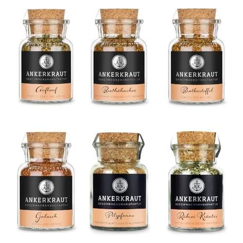 Ankerkraut Herzhaftes 6 Gewürz-Set – Bratkartoffel, Gulasch & mehr - Vielseitiges Gewürz-Set mit 6 herzhaften Mischungen für Bratkartoffeln, Gulasch, Rührei und Aufläufe. Ideal für die Zubereitung von deftigen Speisen – perfekt für die herzhaften Küchenliebhaber!