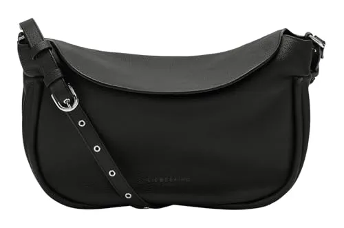 Liebeskind Berlin FAB 5 SMALL PEBBLE Hobo L, black - Damen-Schultertasche aus edlem, fein genarbtem Rindsleder mit einzigartiger Silhouette, ideal für stilbewusste Frauen. Geräumiger Innenraum mit Reißverschlussfach und Steckfächern.