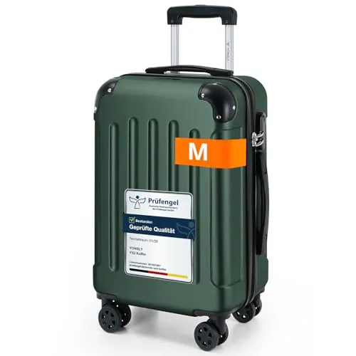 YONSLY Gepäck Suitcase Reisekoffer M (Dunkelgrün)