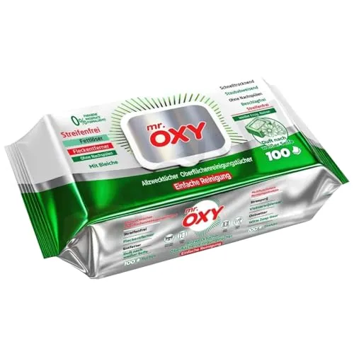 Mr. OXY Maxima Allzweck-Reinigungstücher Streifenfrei, Fettlösend, Schnell Trocknend, Duft nach Weißer Seife – Mit Weißem Essig & Natron – Ohne Nachspülen, Einfache Reinigung (Pack of 1)