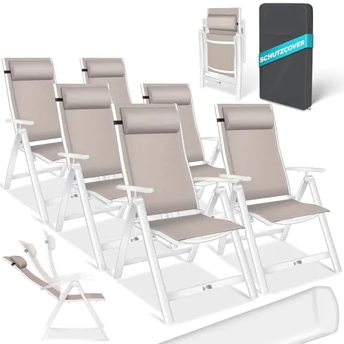 KESSER® Hochlehner Gartenstuhl 6er Set mit Armlehnen in beige von Kesser