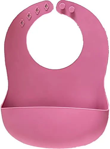 Reer Eat’n Tidy Silikon-Lätzchen, Baby Lätzchen mit Auffangschale, spülmaschinen-geeignet, mitwachsend, pink rosa, 25044