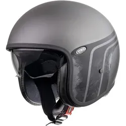 Premier Vintage Evo BTR Jethelm - Matt Grau/Schwarz - XS - Motorradhelm im Vintage-Stil mit integrierter Sonnenblende, aus Tri-Composite-Mix für optimale Sicherheit und Komfort, ideal für modebewusste Fahrer.